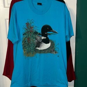 VTG Loon With Babies XL T shirt LSJ 1990